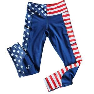 RED, WHITE, & BADASS 7/8 leggings with pockets size small 'Merica